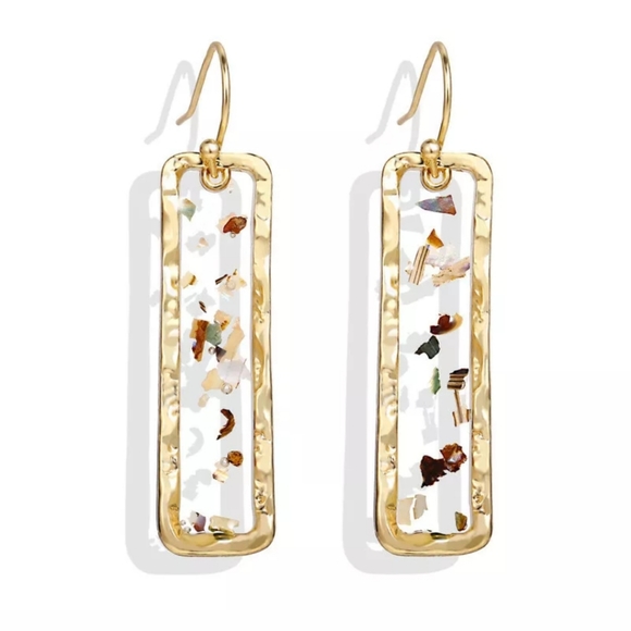 Layered Hanger Jewelry - Abalone Speckle Acrylic Drop Pendant Earrings